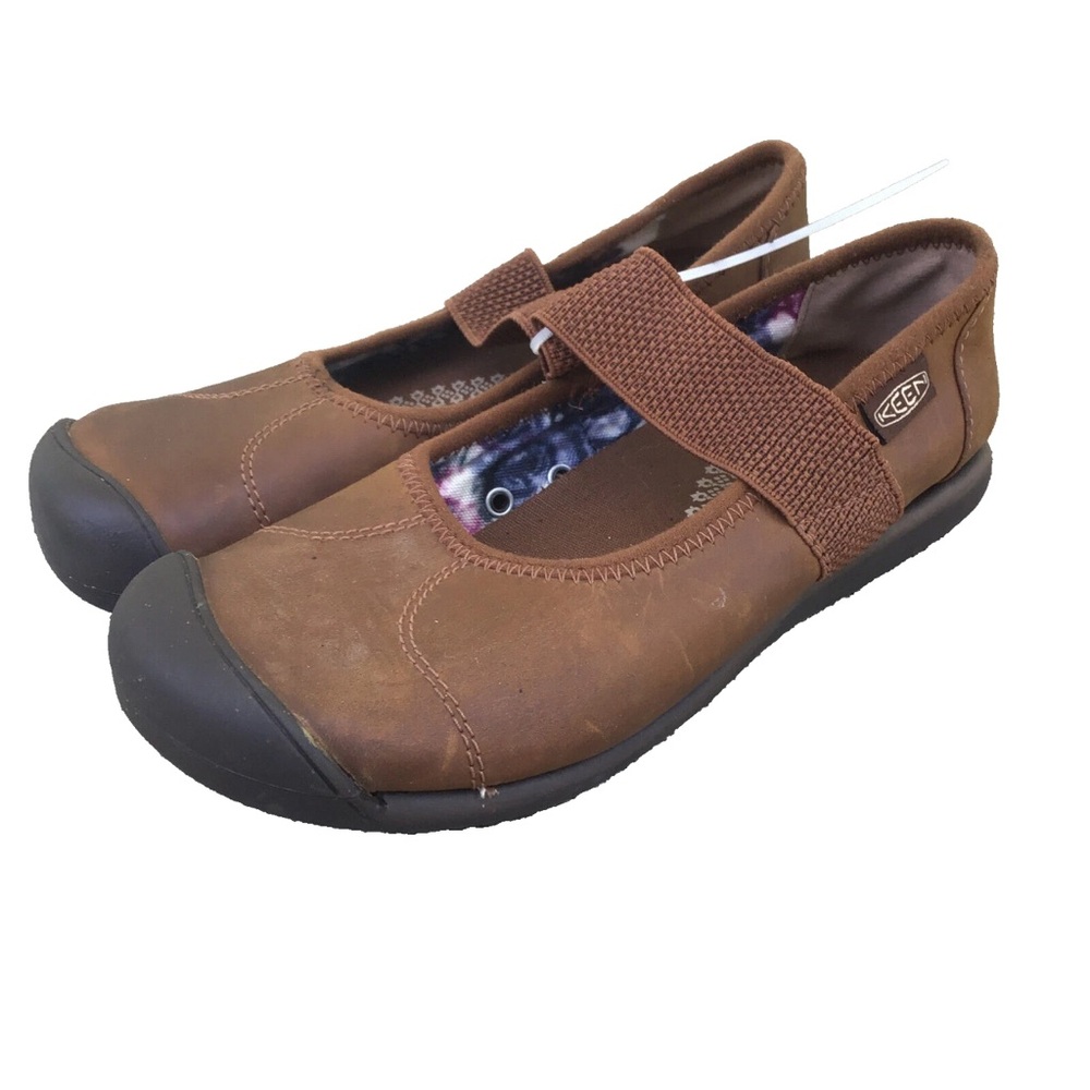 Keen Sienna Brown Leather Mary Jane Flats Size US 7.5 EU 38